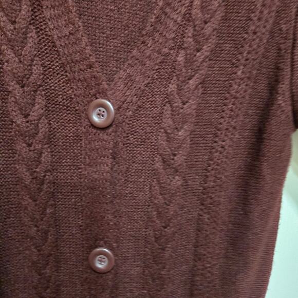 Gilli Cable Knit Button Midi Dress Brown Short Sleeve Size S - Picture 8 of 8